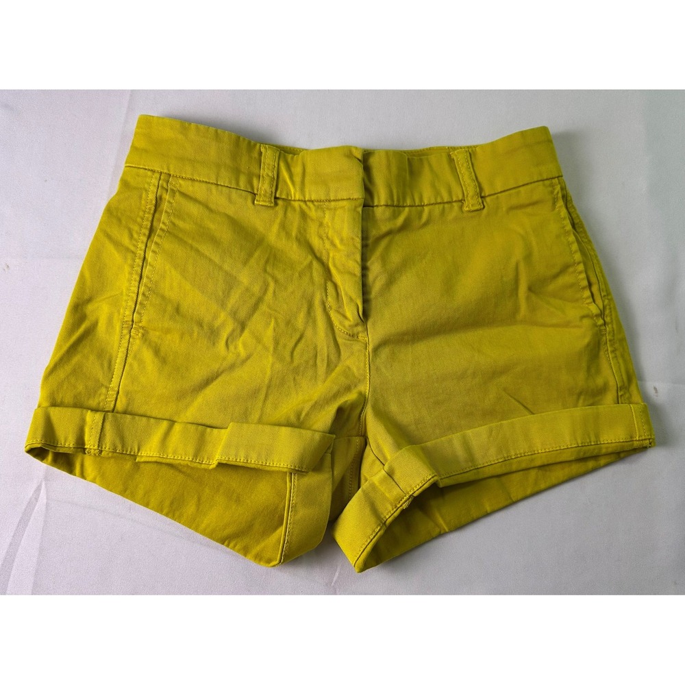 J.Crew Women's Size 00 Yellow Chino Shorts Preppy Summer Casual Stretch Cuffed